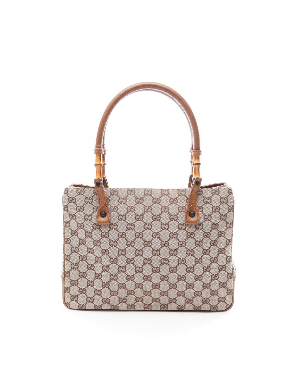 Gucci Bamboo Gg Canvas Tote Sholder Bag #360204G78B